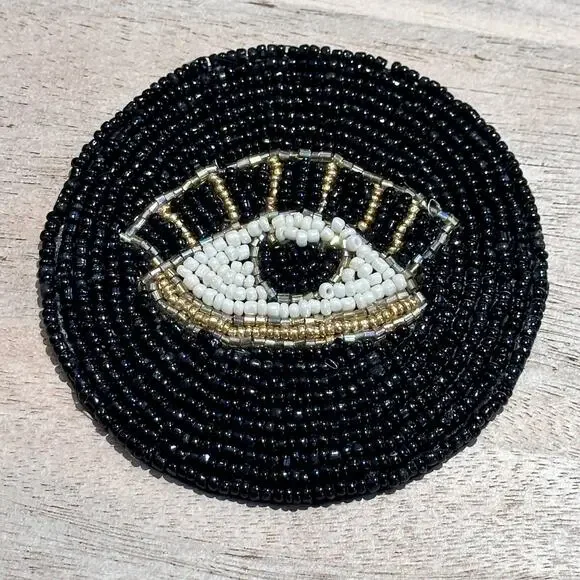 Halloween Spell Hand Crafted Beaded Coasters Skeleton Spider Moth Evil Eye New - Picture 6 of 10